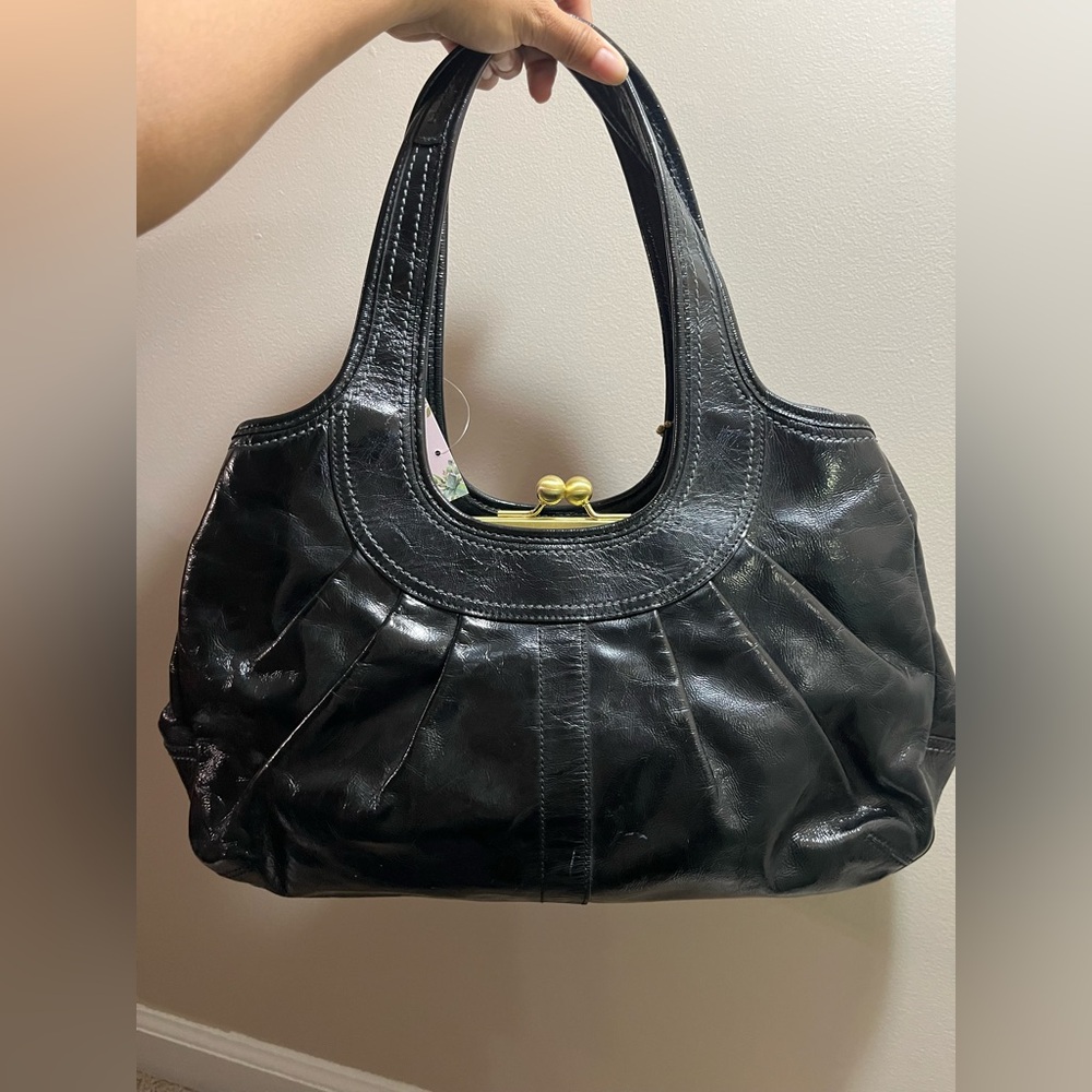 Coach Ergo Patent Leather Black Kisslock Leather Shoulder Bag Purse 12520 - Picture 2 of 9